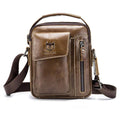 Men Genuine Leather Sling Bag Small Shoulder Crossbody Messenger Handbag Chestnut