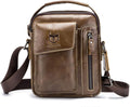 Men Genuine Leather Sling Bag Small Shoulder Crossbody Messenger Handbag Chestnut