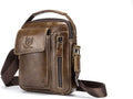 Men Genuine Leather Sling Bag Small Shoulder Crossbody Messenger Handbag Chestnut