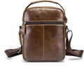 Men Genuine Leather Sling Bag Small Shoulder Crossbody Messenger Handbag Chestnut