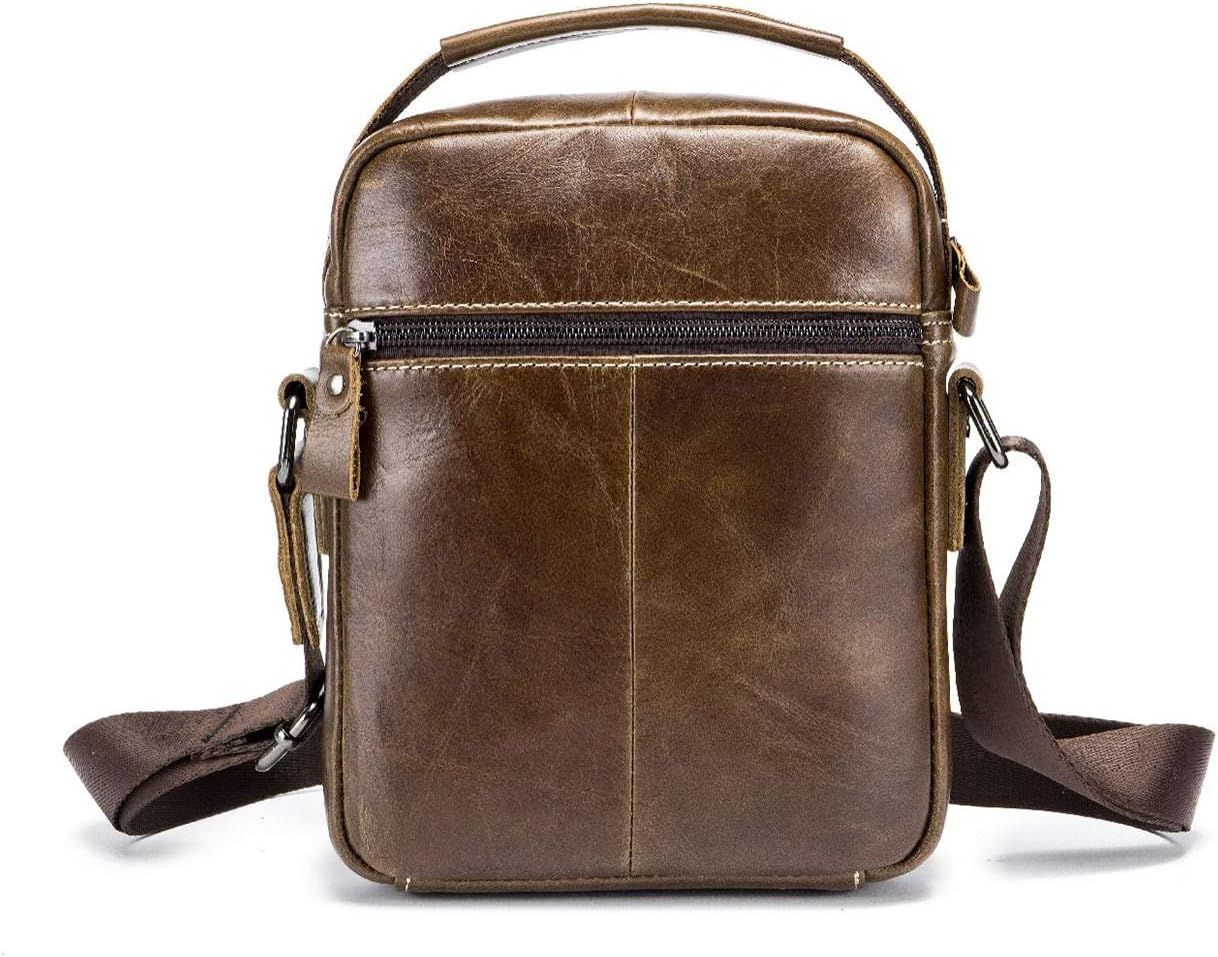 Men Genuine Leather Sling Bag Small Shoulder Crossbody Messenger Handbag Chestnut