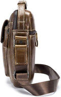 Men Genuine Leather Sling Bag Small Shoulder Crossbody Messenger Handbag Chestnut