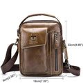 Men Genuine Leather Sling Bag Small Shoulder Crossbody Messenger Handbag Chestnut