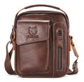 Men Genuine Leather Sling Bag Small Shoulder Crossbody Messenger Handbag Coffee
