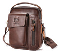 Men Genuine Leather Sling Bag Small Shoulder Crossbody Messenger Handbag Coffee