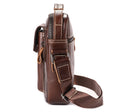 Men Genuine Leather Sling Bag Small Shoulder Crossbody Messenger Handbag Coffee