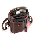 Men Genuine Leather Sling Bag Small Shoulder Crossbody Messenger Handbag Coffee