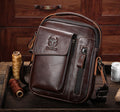 Men Genuine Leather Sling Bag Small Shoulder Crossbody Messenger Handbag Coffee