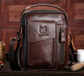 Men Genuine Leather Sling Bag Small Shoulder Crossbody Messenger Handbag Coffee