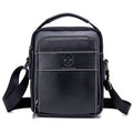 Men Genuine Leather Small Shoulder Crossbody Bag Fashion Casual Handbag Black