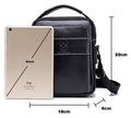 Men Genuine Leather Small Shoulder Crossbody Bag Fashion Casual Handbag Black