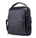 Men Genuine Leather Small Shoulder Crossbody Bag Fashion Casual Handbag Black