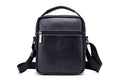 Men Genuine Leather Small Shoulder Crossbody Bag Fashion Casual Handbag Black