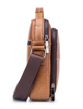 Men Genuine Leather Small Shoulder Crossbody Bag Fashion Casual Handbag Brown