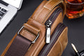 Men Genuine Leather Small Shoulder Crossbody Bag Fashion Casual Handbag Brown