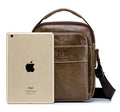 Men Genuine Leather Small Shoulder Crossbody Bag Fashion Casual Handbag Coffee