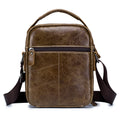 Men Genuine Leather Small Shoulder Crossbody Bag Fashion Casual Handbag Coffee
