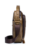 Men Genuine Leather Small Shoulder Crossbody Bag Fashion Casual Handbag Coffee