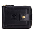 Men Genuine Leather Wallet Large Capacity ID Window Card Case Black