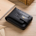 Men Genuine Leather Wallet Large Capacity ID Window Card Case Black