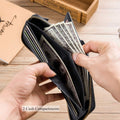 Men Genuine Leather Wallet Large Capacity ID Window Card Case Black
