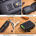Men Genuine Leather Wallet Large Capacity ID Window Card Case Black