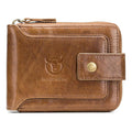 Men Genuine Leather Wallet Large Capacity ID Window Card Case Brown