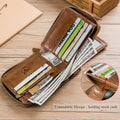 Men Genuine Leather Wallet Large Capacity ID Window Card Case Brown