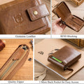 Men Genuine Leather Wallet Large Capacity ID Window Card Case Brown