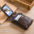 Men Genuine Leather Wallet Large Capacity ID Window Card Case Coffee