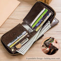 Men Genuine Leather Wallet Large Capacity ID Window Card Case Coffee