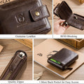 Men Genuine Leather Wallet Large Capacity ID Window Card Case Coffee