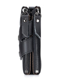 Men Genuine Leather Wallet RFID Blocking Bifold Wallet With Chain Black