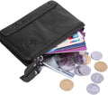 Men Genuine Leather Wallet Vintage Bifold with Double Zipper Pockets Black
