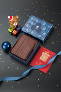Men Genuine Leather Wallet Vintage Bifold with Double Zipper Pockets Coffee