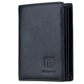 Men Large Capacity Genuine Leather Bifold Wallet Credit Card Holder Black