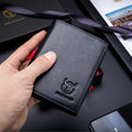 Men Large Capacity Genuine Leather Bifold Wallet Credit Card Holder Black