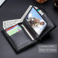 Men Large Capacity Genuine Leather Bifold Wallet Credit Card Holder Black