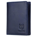 Men Large Capacity Genuine Leather Bifold Wallet Credit Card Holder Blue