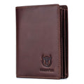 Men Large Capacity Genuine Leather Bifold Wallet Credit Card Holder Brown