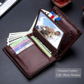 Men Large Capacity Genuine Leather Bifold Wallet Credit Card Holder Brown