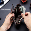 Men Large Capacity Genuine Leather Bifold Wallet Credit Card Holder Brown