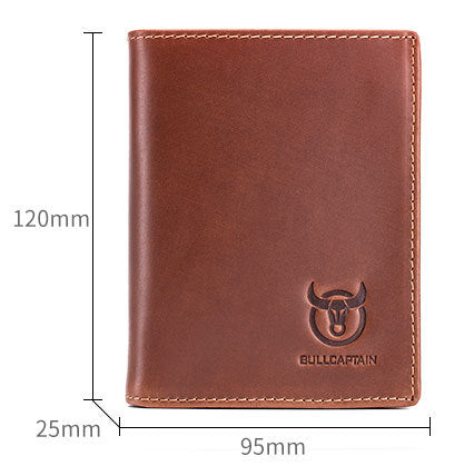 Men Large Capacity Genuine Leather Bifold Wallet Credit Card Holder Brown 8