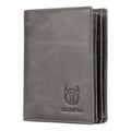 Men Large Capacity Genuine Leather Bifold Wallet Credit Card Holder Grey