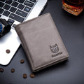 Men Large Capacity Genuine Leather Bifold Wallet Credit Card Holder Grey