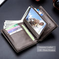 Men Large Capacity Genuine Leather Bifold Wallet Credit Card Holder Grey