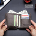 Men Large Capacity Genuine Leather Bifold Wallet Credit Card Holder Grey