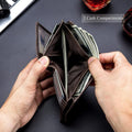 Men Large Capacity Genuine Leather Bifold Wallet Credit Card Holder Grey