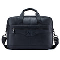 Men Leather 14 Inch Computer Laptop Bag Business Briefcase Messenger Black