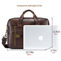 Men Leather 14 Inch Computer Laptop Bag Business Briefcase Messenger Brown
